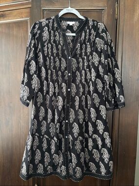 J. Jill Black Dress with Cream Paisley Print MP